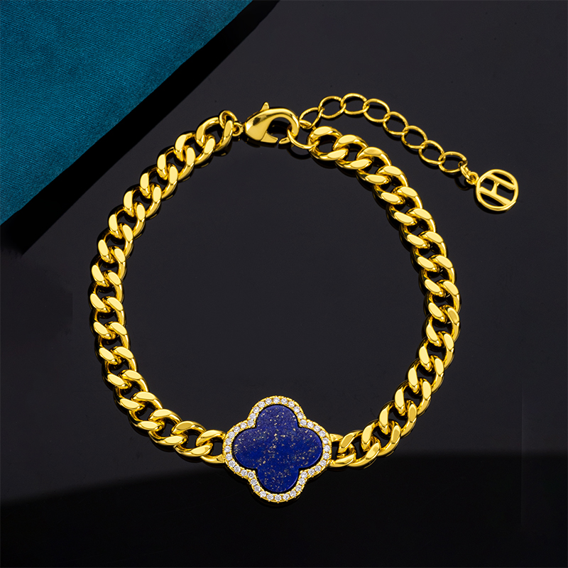 Lapis Lazuli Cuban Chain Bracelet