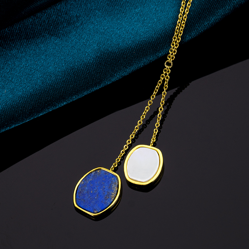 Geometric Lapis Lazuli Necklace | Genuine & Elegant