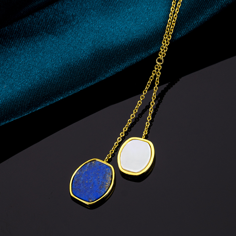 Geometric Lapis Lazuli Necklace | Genuine & Elegant