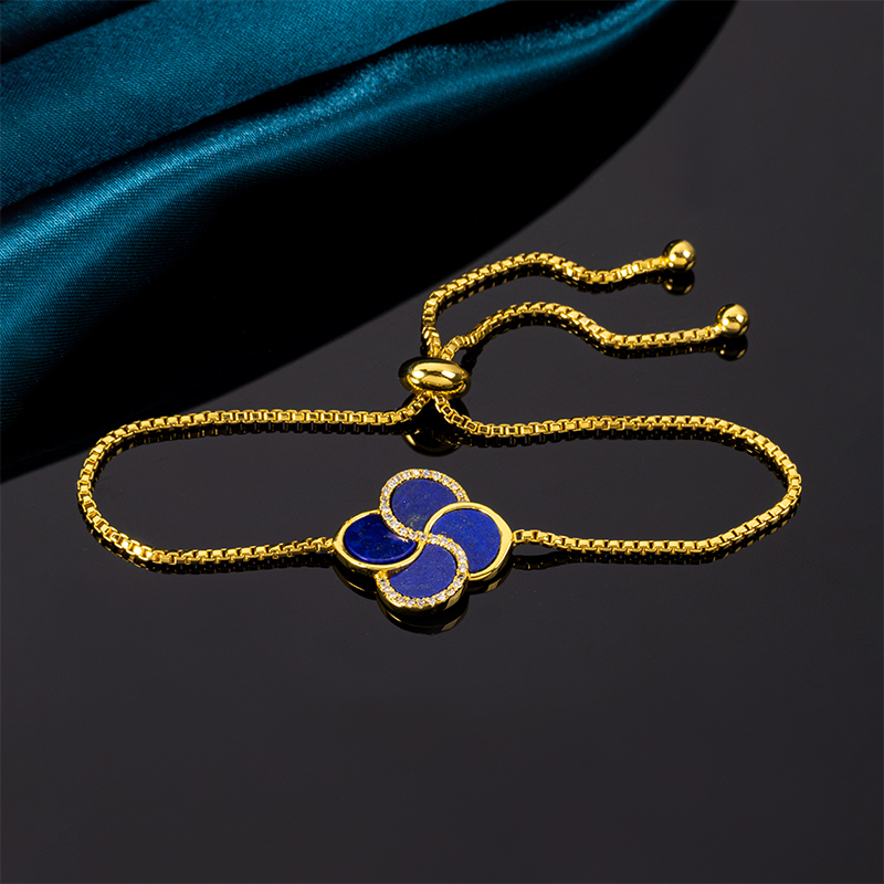Natural Lapis Lazuli Clover Bracelet | Fashion Jewelry
