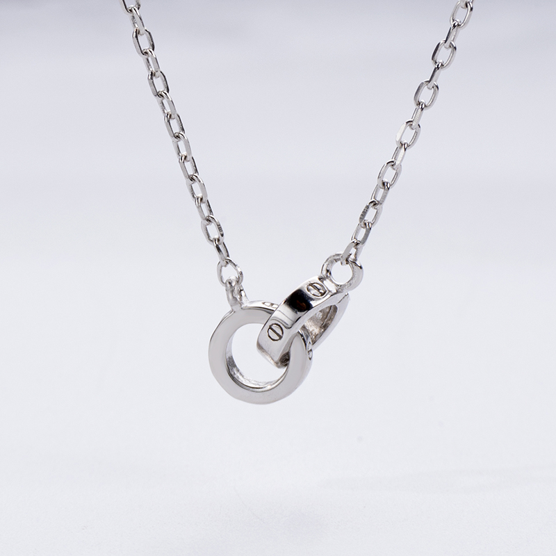 Sterling Silver Matching Double Ring Necklace