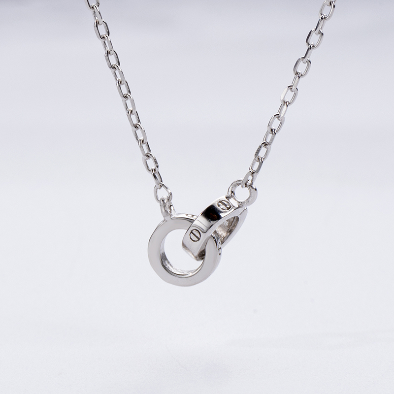 Sterling Silver Matching Double Ring Necklace