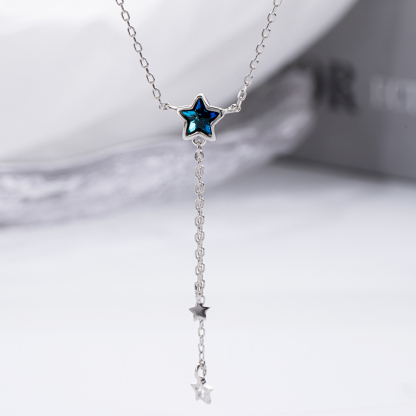 Ocean Blue Star Necklace - .925 Sterling Silver