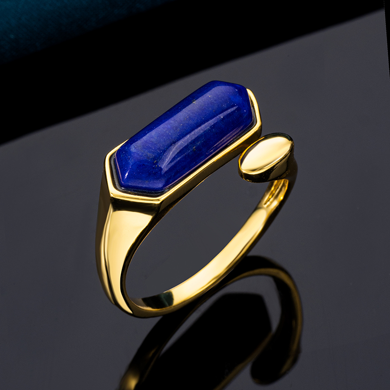 Natural Lapis Lazuli Ring - 18K Gold Plated
