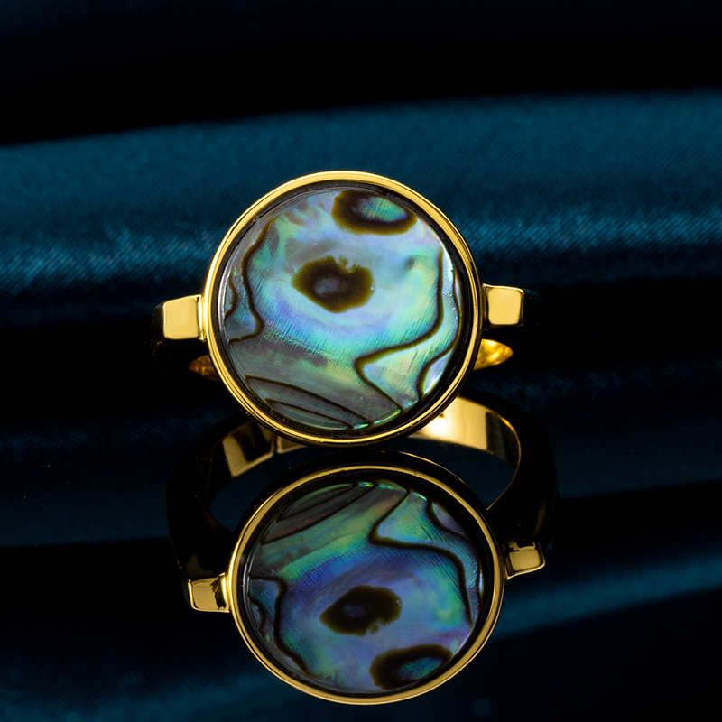 Natural Abalone Ring | Minimalist Circle Design
