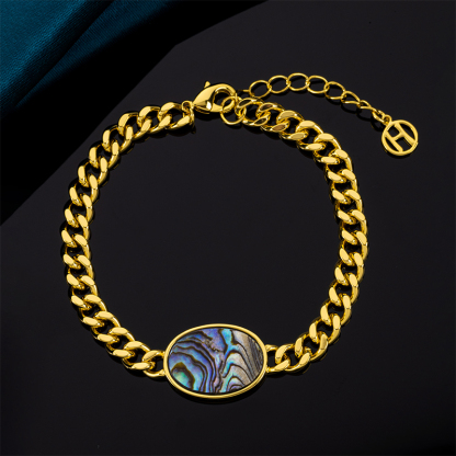 Abalone Cuban Link Bracelet | Rainbow Luster