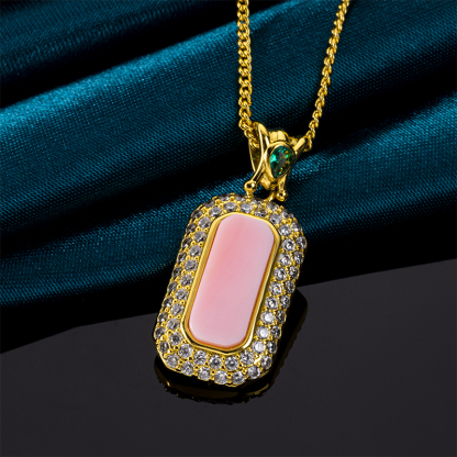 Natural Queen Conch Square Pendant - French Classic