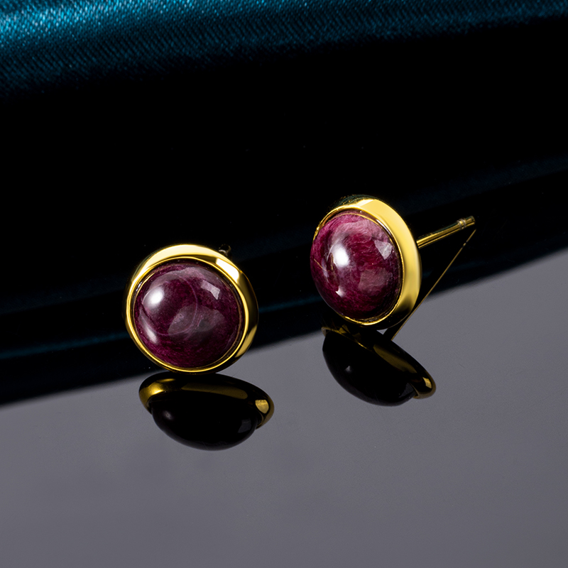 Minimalist Purple Spiny Oyster Stud Earrings