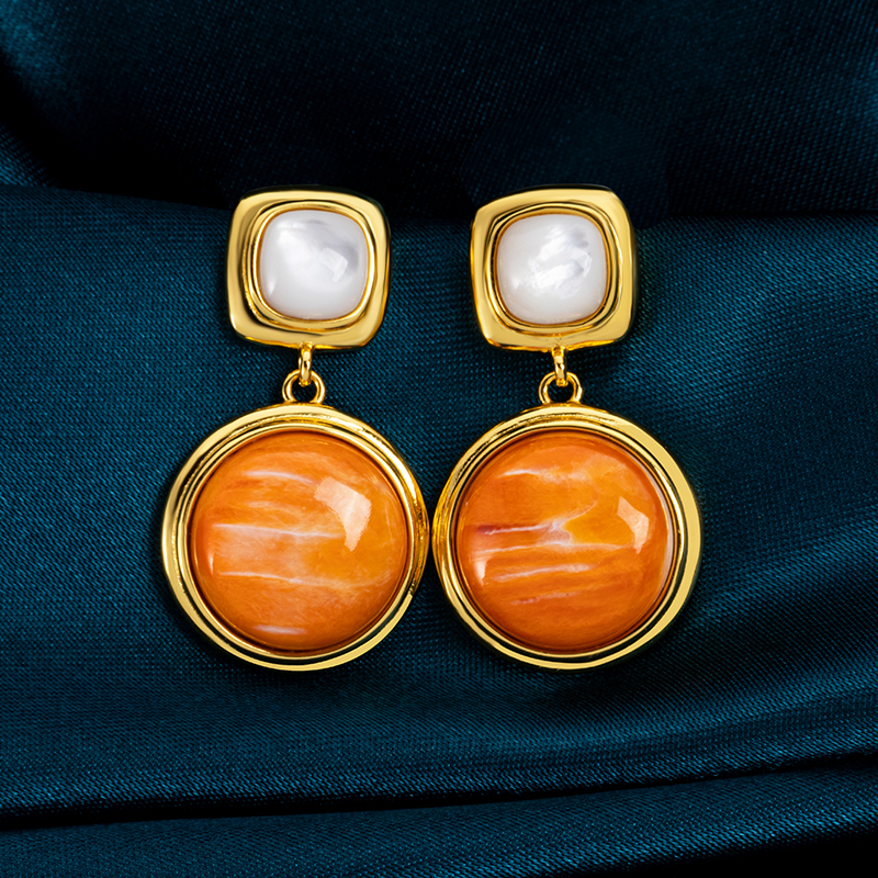 Baroque French Court Earrings | Natural Spiny Oyster Shell Jewelry | Hand-Forged Vintage Elegance