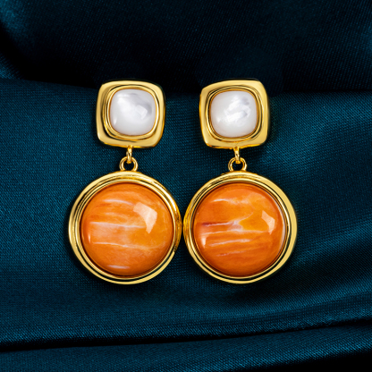 Baroque French Court Earrings | Natural Spiny Oyster Shell Jewelry | Hand-Forged Vintage Elegance