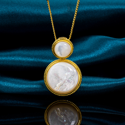 Minimalist Classic White MOP Double Circle Pendant
