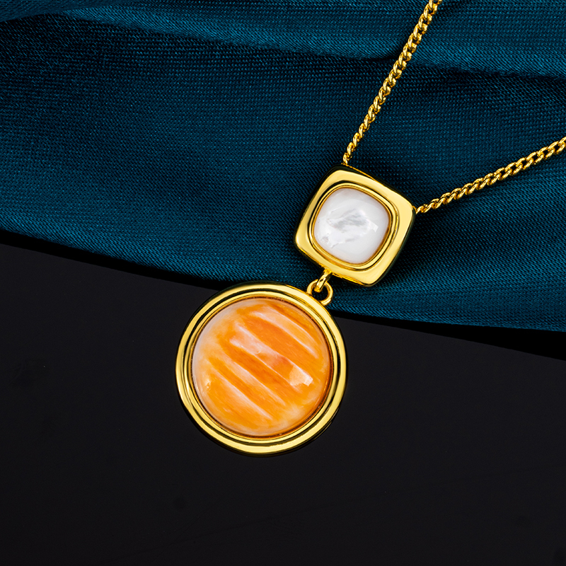 Baroque French Court Necklace | Natural Spiny Oyster Shell Pendant | Hand-Cast Vintage Jewelry