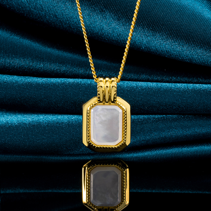 Minimalist Square MOP Perfume Bottle Pendant