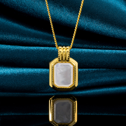 Minimalist Square MOP Perfume Bottle Pendant