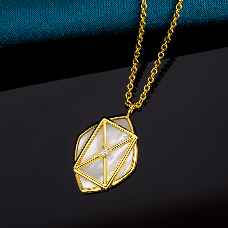 Versatile White MOP Geometric Necklace