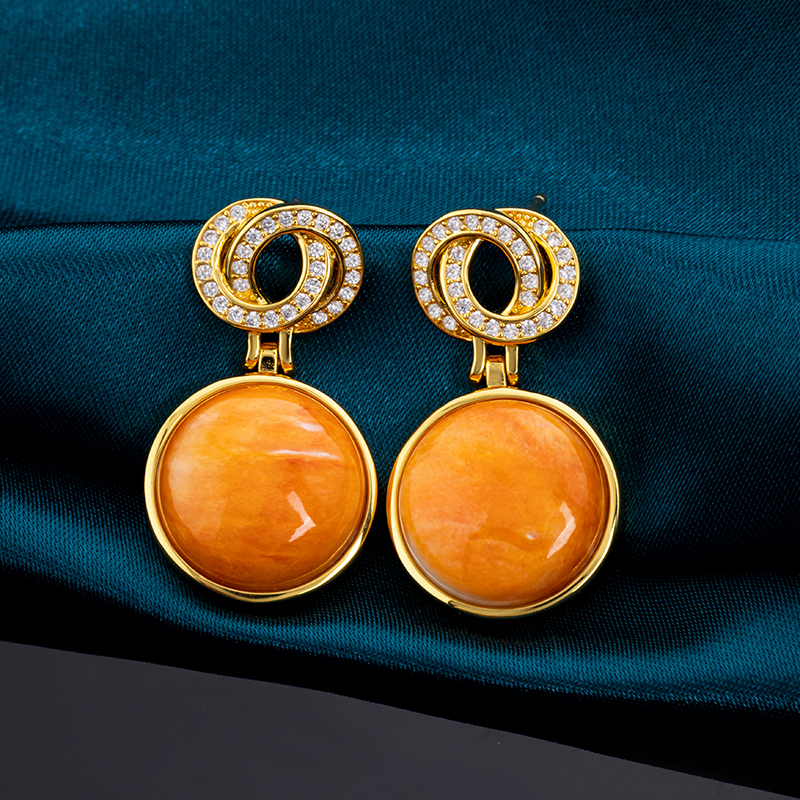 Natural Spiny Oyster Dangle Earrings for Women - Summer Luxury Jewelry