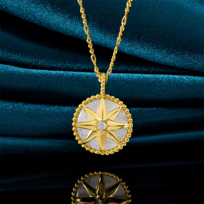 Deep Sea White MOP Octagram Pendant Necklace