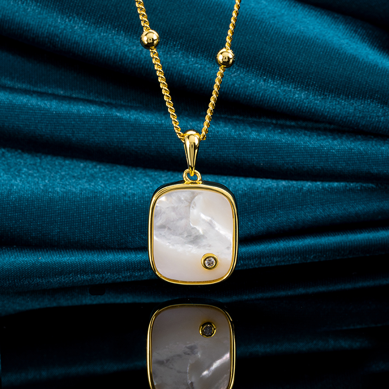 Refined White MOP Geometric Pendant 