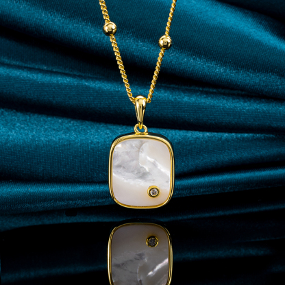 Refined White MOP Geometric Pendant 