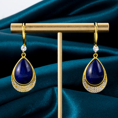 Natural Lapis Teardrop Drenched in Diamonds