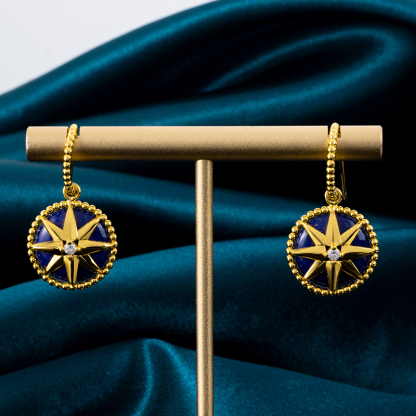 Lapis Lazuli Octagram 18K Gold Vermeil Earrings