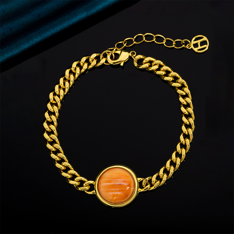 Natural Spiny Oyster Cuban Chain Bracelet | Circular Coastal Jewelry | Hand-Forged Urban Luxe