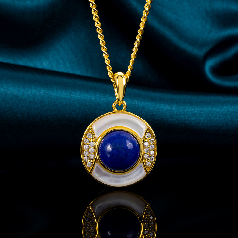 Lapis Lazuli & Mother of Pearl Pendant Necklace