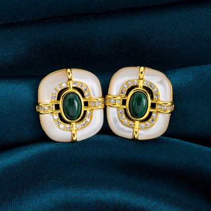 Sophisticated Malachite Mother of Pearl Studs