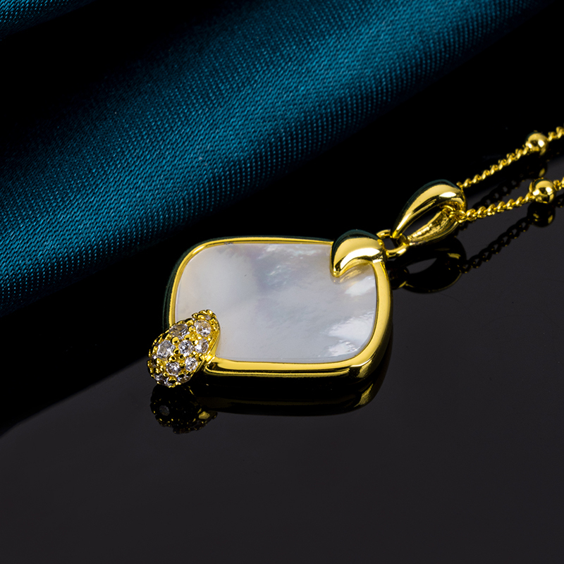 European Minimalist Square MOP Necklace