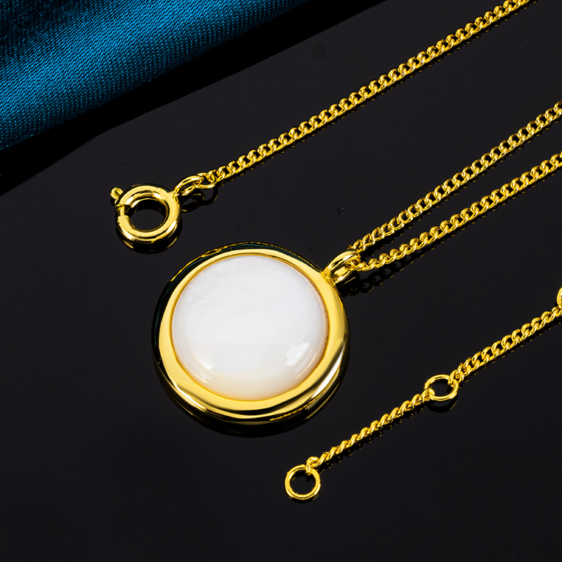 Minimalist Round White MOP Necklace Gift for Her