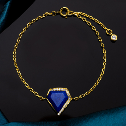 Natural Lapis Lazuli Geometric Triangle Bracelet