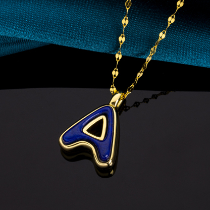 Electroformed 999 Silver Letter Lapis Lazuli Necklace