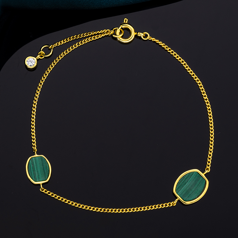 Minimalist Geometric Malachite Bracelet