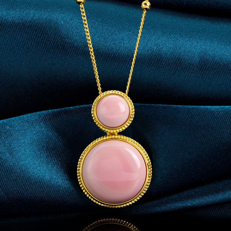 Natural Queen Conch Pink Round Necklace - Elegant Women's Collar Chain