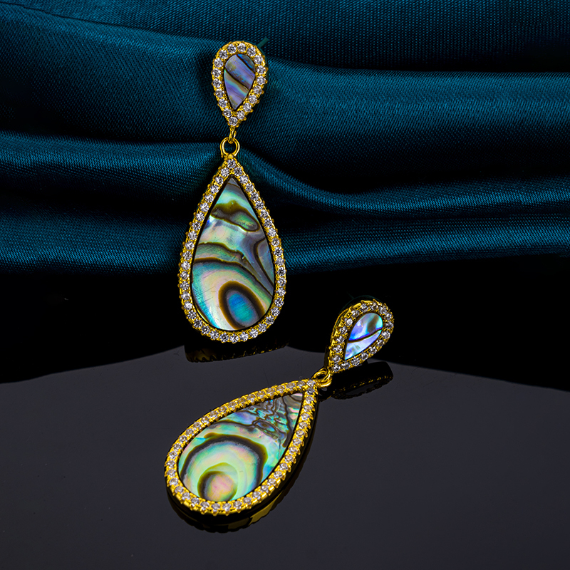 Bestselling Teardrop Abalone Stud Earrings - Iridescent