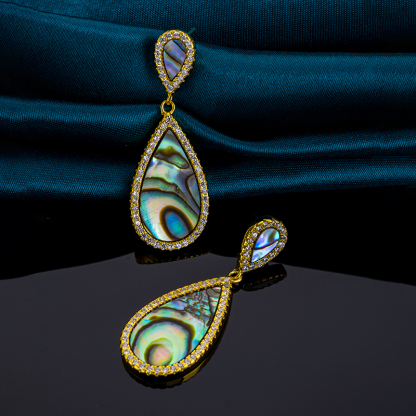 Bestselling Teardrop Abalone Stud Earrings - Iridescent