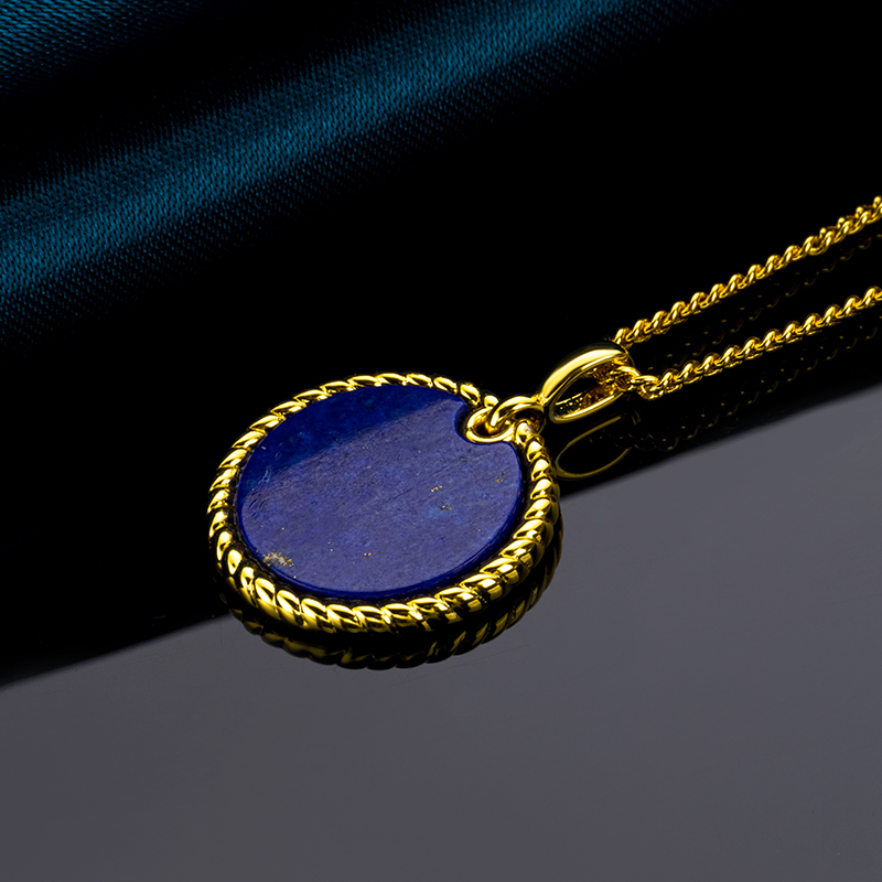 Geometric Lapis Lazuli Disc Necklace - Vintage