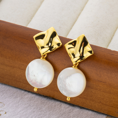 Elegant MOP Drops - 18K Gold Plated Korean Style