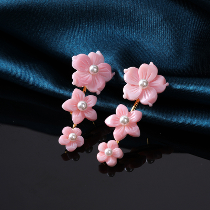 Carved Pink Conch Flower Earrings - Exquisite & Unique Fashion