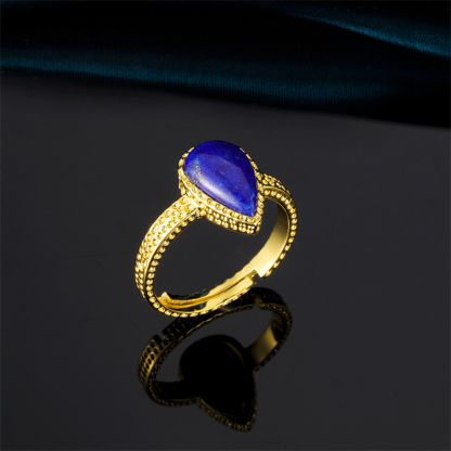 Adjustable Lapis Lazuli Teardrop Ring – A Crown Jewel for the Unconventional