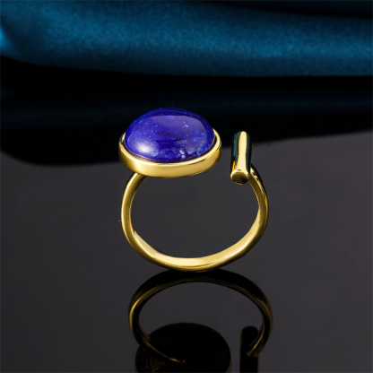 Lapis Lazuli Inlay Circular Band – Instagram-Worthy Adjustable Statement Jewelry