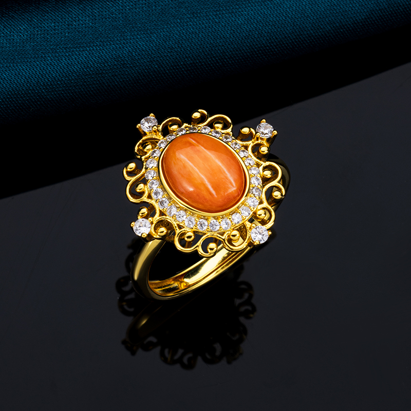 French Vintage Spiny Oyster Ring – Natural Shell Statement Jewelry for Women
