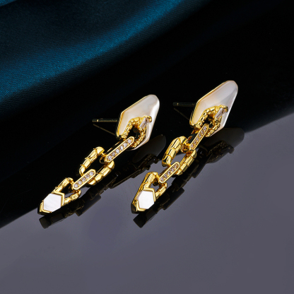 Sacred Serpent Mother of Pearl Earrings