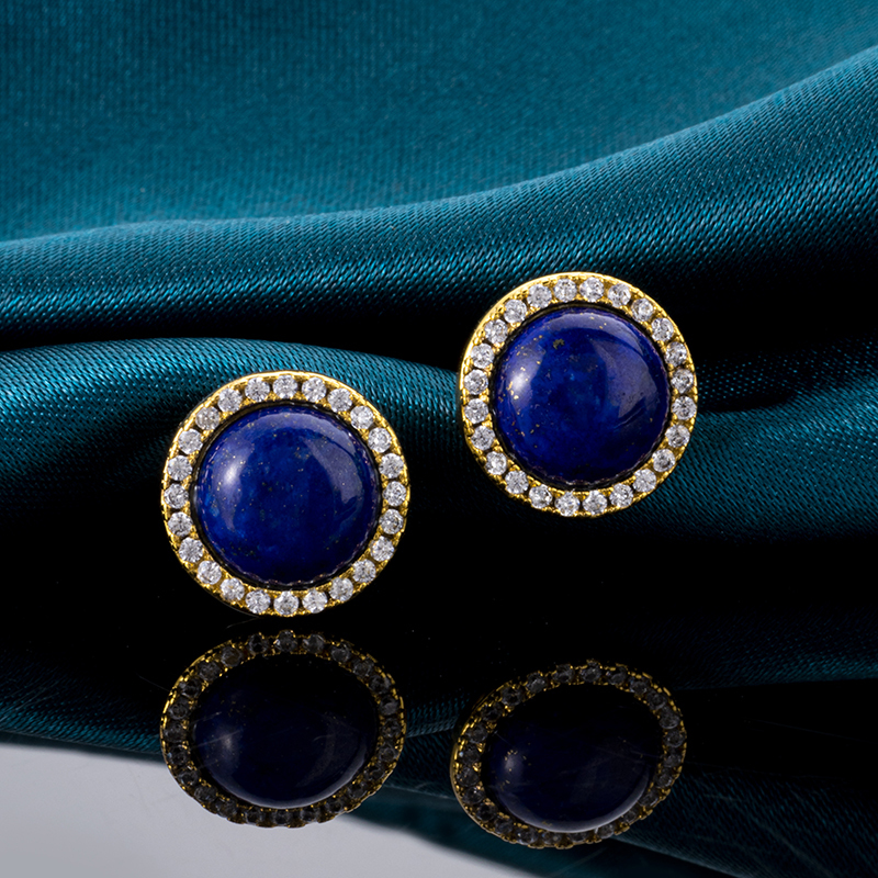 Natural Lapis Lazuli Gold-Plated Hoop Earrings - Timeless Luxury Jewelry with Versatile Elegance (Premium Everyday Accessories)