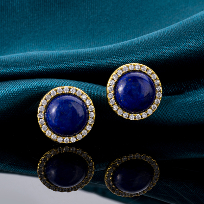 Natural Lapis Lazuli Gold-Plated Hoop Earrings - Timeless Luxury Jewelry with Versatile Elegance (Premium Everyday Accessories)