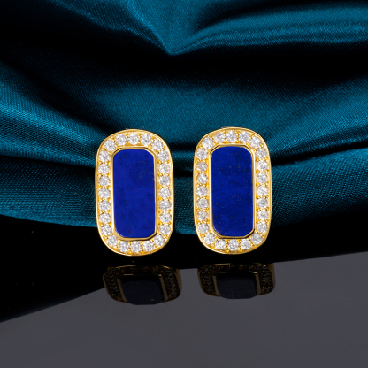 Deep Blue Lapis Square Earrings – Timeless Sterling Silver Studs for Women