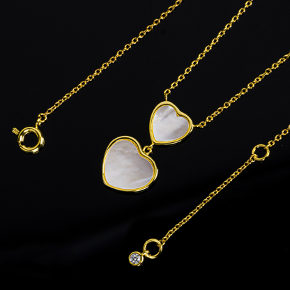 French-Style Romantic Double Heart Necklace