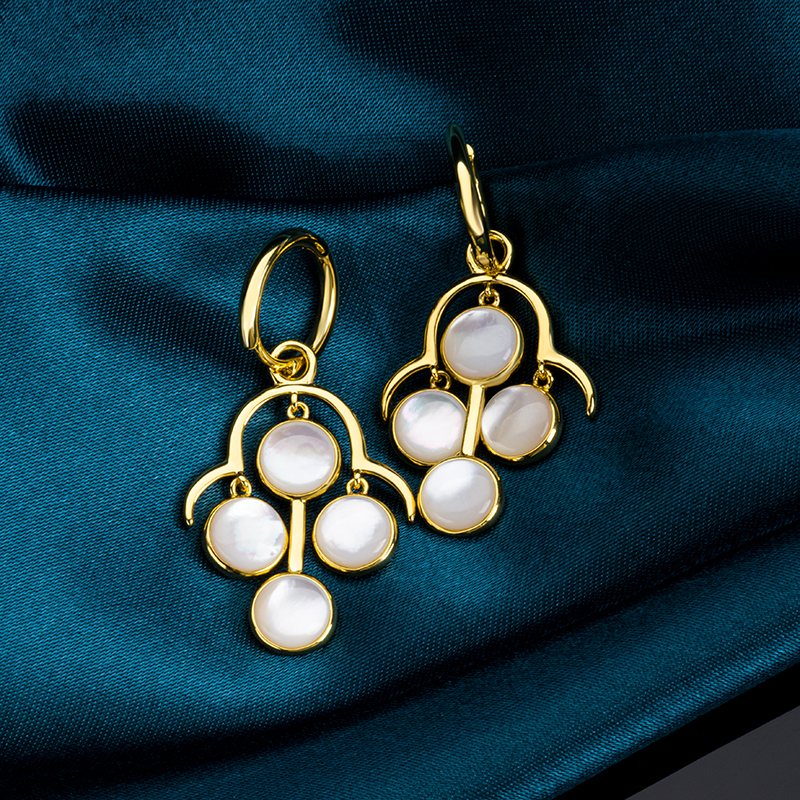 Iridescent Floral Mother of Pearl Earrings - Lightweight Boho Jewelry