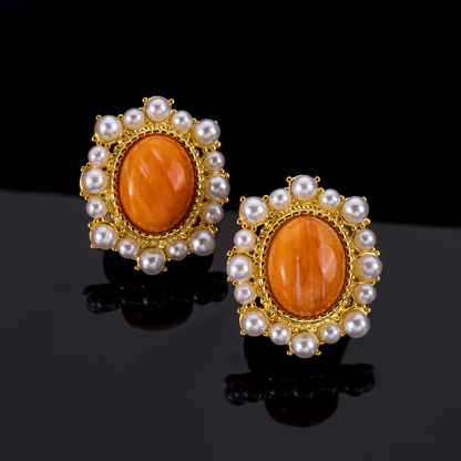 Natural Spiny Oyster Ear Studs – French Vintage Style Shell Jewelry,  Luxury Earrings