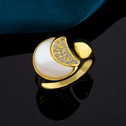 Gleaming Moon & Stars Mother-of-Pearl Ring